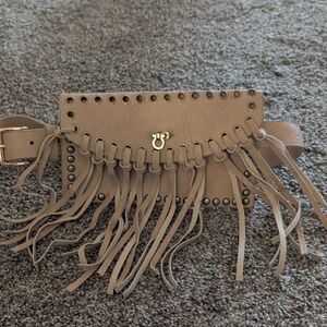 Maurices Beige Fringe Hobo Bag